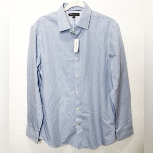 Banana Republic Slim-Fit Non-Iron Dress Shirt 100% Cotton Plaid Size Medium Blue